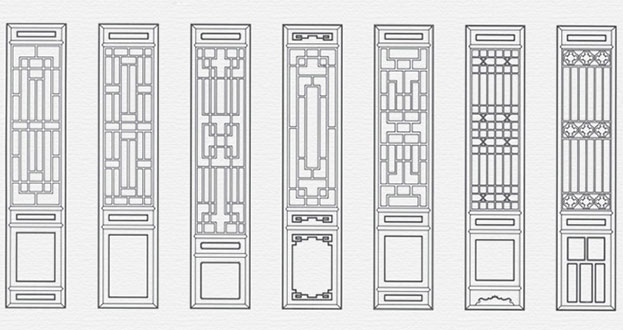 雁山常用中式仿古花窗图案隔断设计图